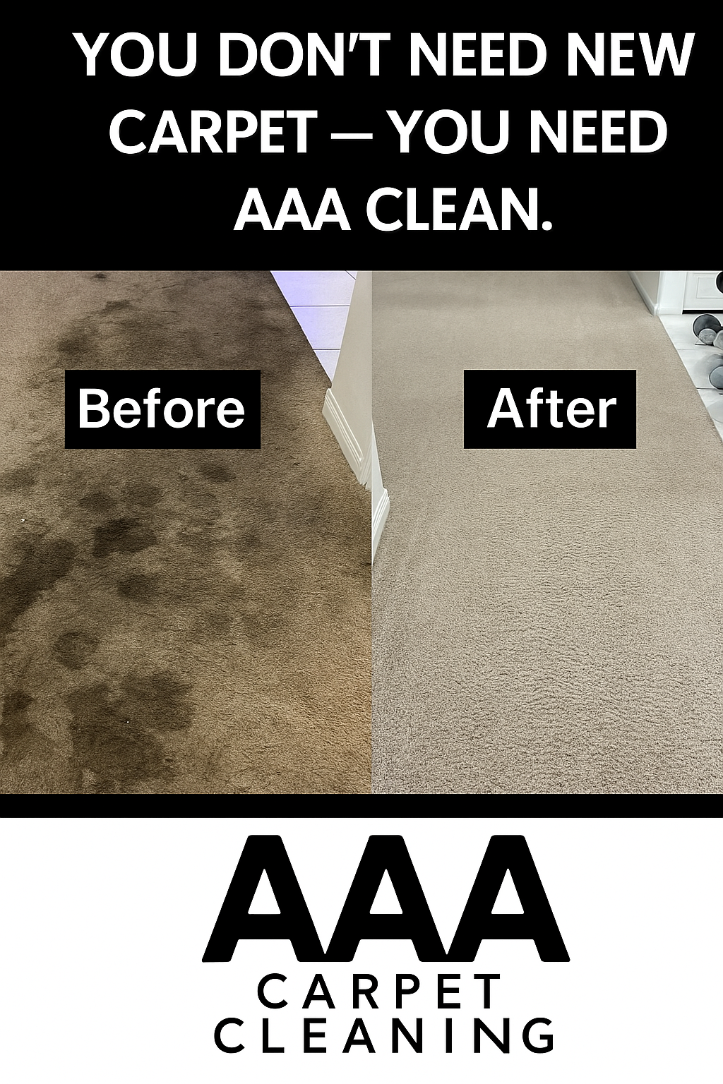Before and after carpet cleaning — Henderson Rental Turnover