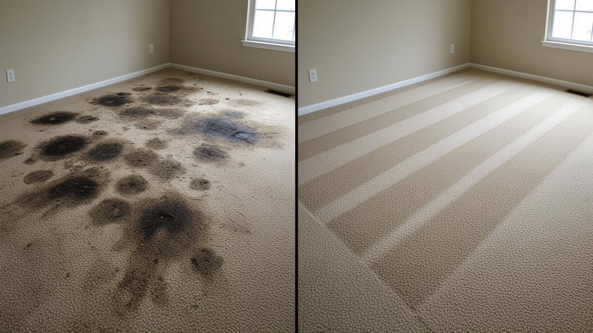 Before and after carpet cleaning — Henderson Rental Turnover